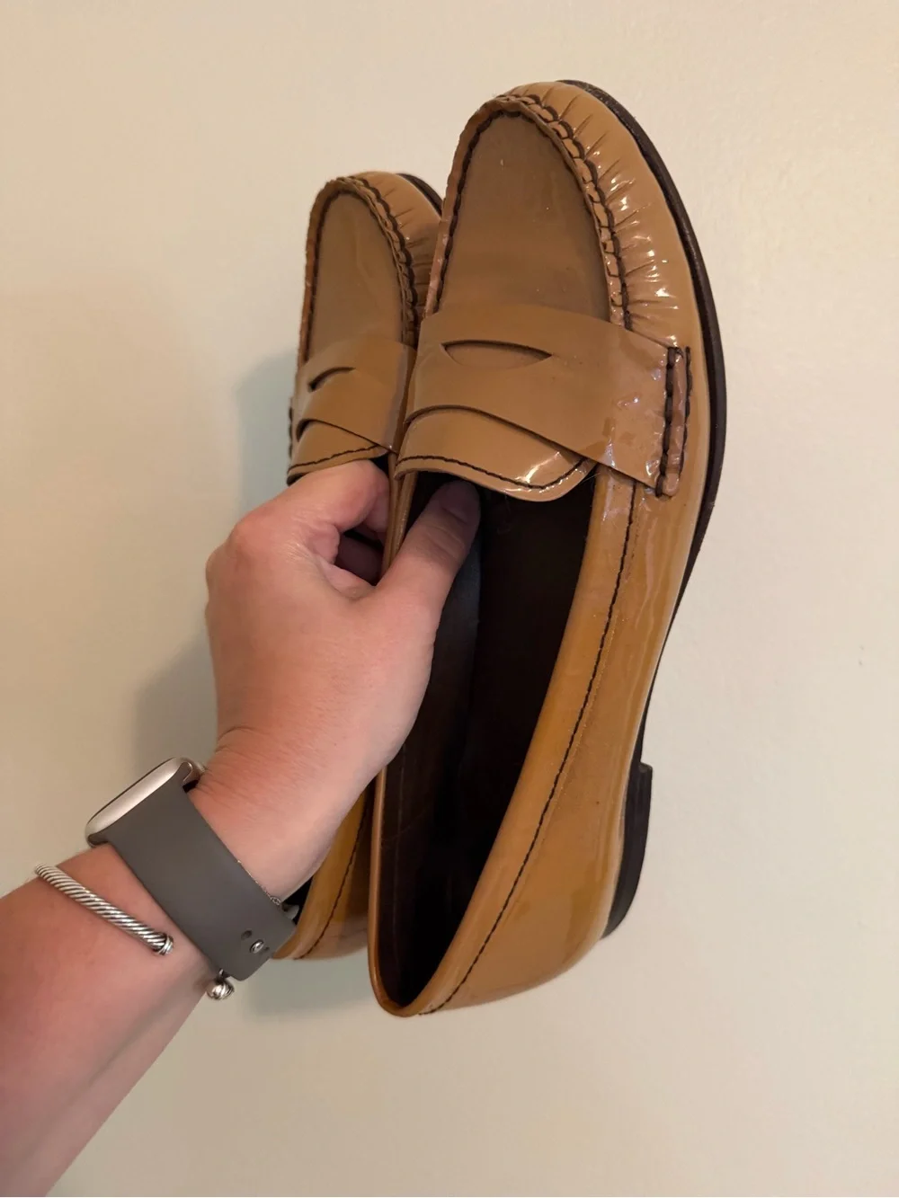 Cole Haan Tan Patent Leather Penny Loafers | size 9